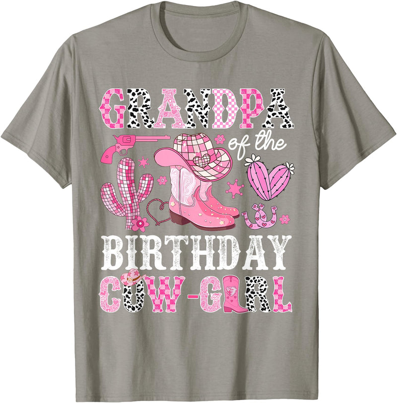 Pink Western Cowgirl Bday Party Family Matching Grandpa Of The Birthday Cow-Girl Rodeo Cowgirl Bday T-Shirt - Slate Grey
