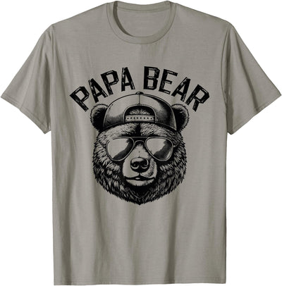 Papa Bear Face Grizzly Fathers Day Bear Lover Mens T-Shirt