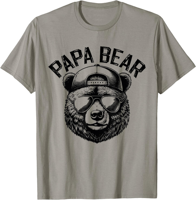 Bear Face Designs Papa Bear Face Grizzly Fathers Day Bear Lover Mens T-Shirt - Slate Grey