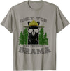 LaLa Designs Only You Can Prevent Drama Llama Forest Camping Smokey T-Shirt - Slate Grey