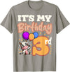 Cow Birthday 3 Party Farmyard Apparel Cow 3rd Birthday Party Balloons Moo Farm Animal Vet Barn T-Shirt - Slate Grey