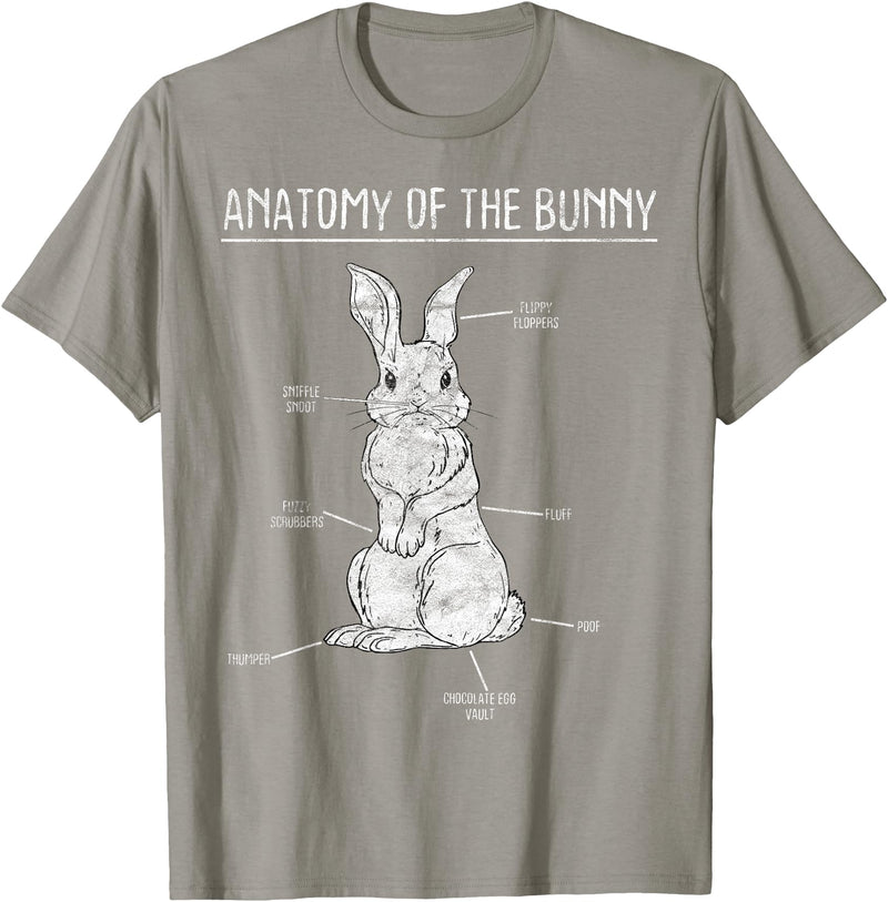 Rabbit Anatomy Bunny Lover Animal Pet Owner Gift T-Shirt in Slate Grey