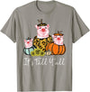Fall Y'all Pig Thanksgiving Leopard Pumpkin It's Fall Y'all Pig Animal Leopard Pumpkin Falling Autumn T-Shirt - Slate Grey