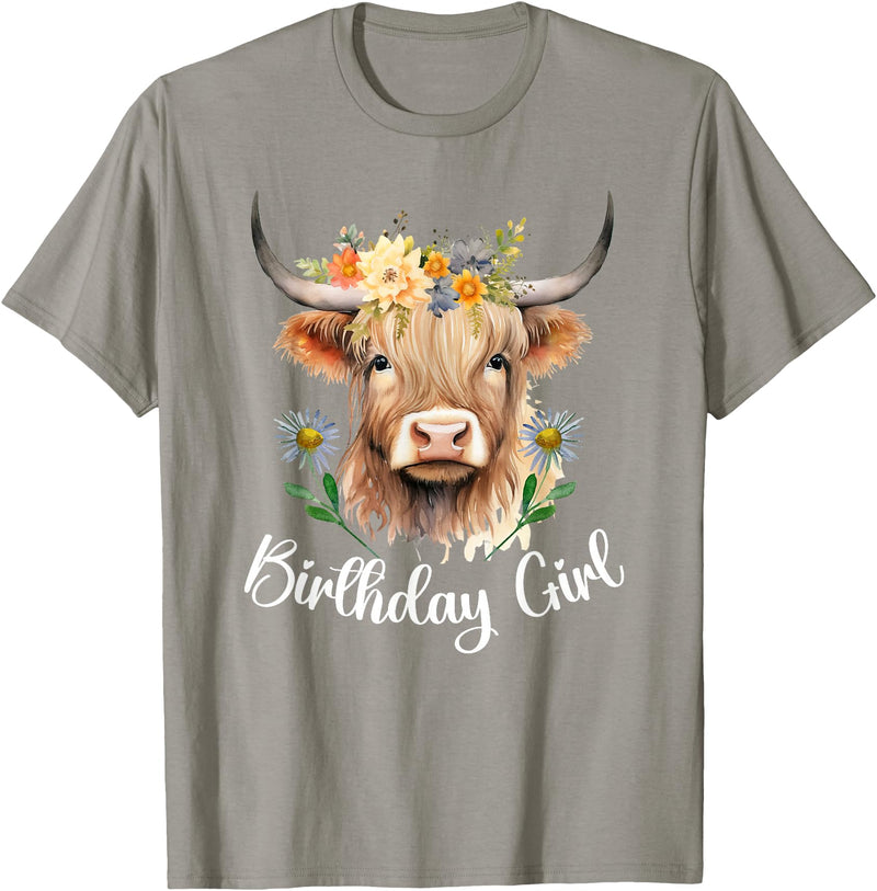 Cow Birthday Designs Matching Family Highland Cows Cow Birthday Girl Mother Girl Mama Woman Family Matching T-Shirt - Slate