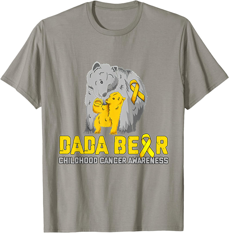 Cute Bear Support Childhood Cancer Awareness Dada Bear Support Childhood Cancer Awareness T-Shirt - Slate Grey