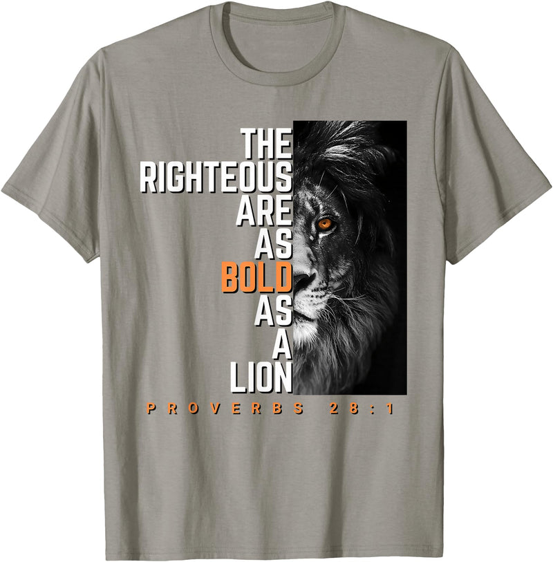 Funny The Righteous Are As Bold As A Lion Bible Verse T-Shirt - Slate Grey