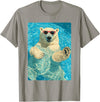 Pool Party Summer Animals Designs Funny Polar Bear with Sunglasses Summer Animal Swimming T-Shirt - Slate Grey