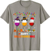 Funny Halloween Thanksgiving Christmas Wine Halloween Thanksgiving Christmas Happy Hallothanksmas T-Shirt - Slate Grey