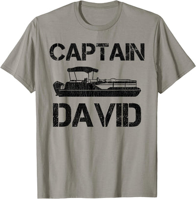 Captain David Pontoon Personalized Boat Name Fishing Trip T-Shirt