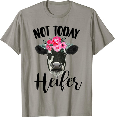 Long Cow Day Designz Not Today Heifer Funny Floral Cow Dairy T-Shirt