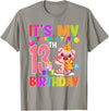 13th Birthday Pig Gift For Boys Girls 13 Years Old Birthday Pig Theme Party It's My 13th Birthday T-Shirt - Slate Grey
