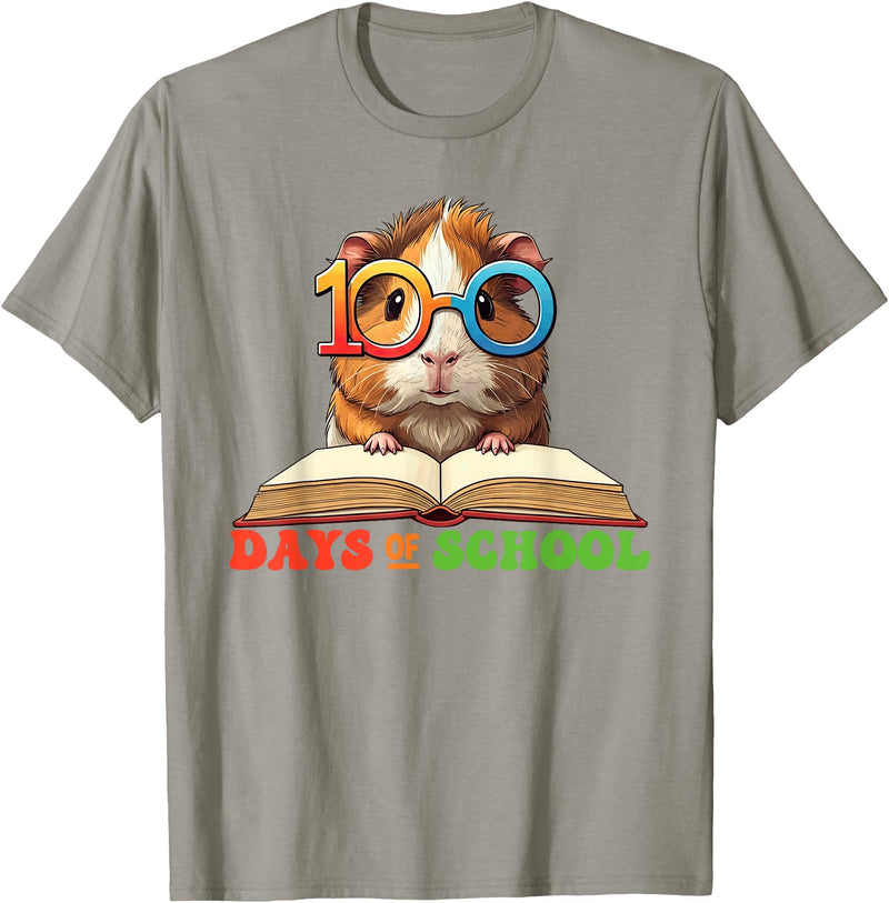 Guinea Pig Lovers 100 Days Of School Costume Kids Funny Guinea Pig 100th Day Of School Teacher Womens Mens T-Shirt - Slate Grey