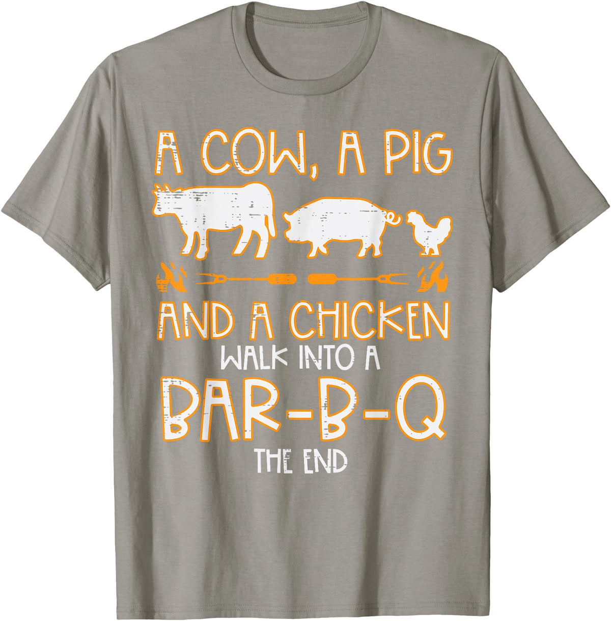 BBQ Barbecue Shirts Men Women Grilling Gifts Cow Pig Chicken Walk Bar B Q Bbq Barbecue Grilling Men Women T-Shirt - Slate Grey