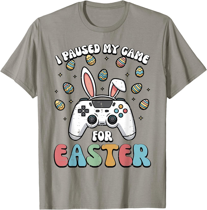 Paused My Game for Easter Funny Gaming Gamer Men Boys Kids T-Shirt in Slate Grey
