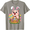 Happy Easter Pig Animal Happy Easter Women Girls Kids Easter Egg Basket Easter Pig T-Shirt - Slate Grey
