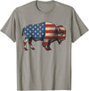 Bison American Buffalo Gifts & Apparel Stuff Bison USA American Flag Patriotic United States T-Shirt - Slate Grey