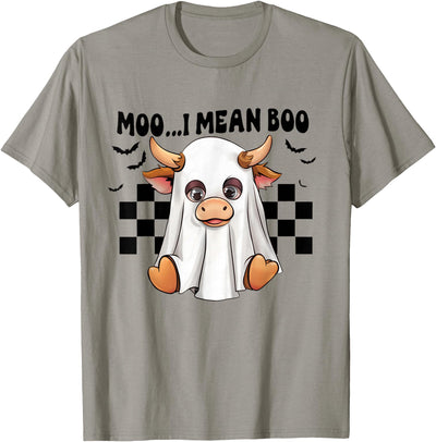 Moo I Mean Boo Ghost Cow Funny Halloween Costume Cow Lover T-Shirt
