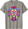 Color Critters Cute Rainbow Lion Head Vibrant Jungle Lion Celebration T-Shirt - Slate Grey