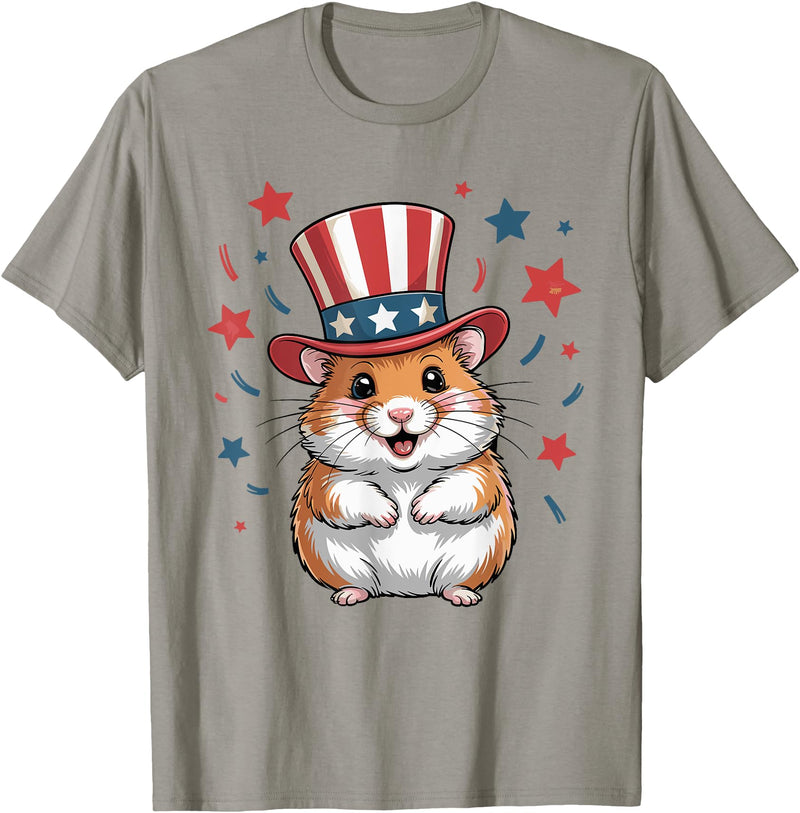 Patriotic Hamster Animals Lovers Independence 4th of July T-Shirt - Slate Grey