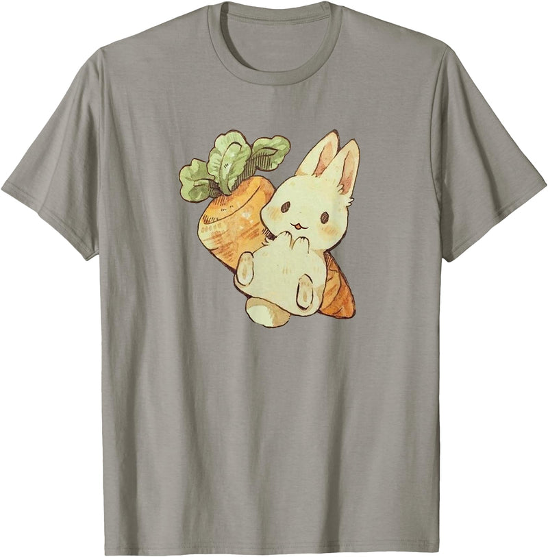 Cute Watercolor Kawaii Kids Girls Women Carrot Bunny Lover Hoodie in Slate Grey
