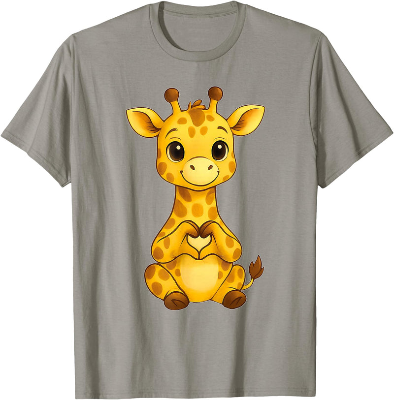 Giraffe Designer Designs Giraffe with heart | Cute giraffe with heart symbol T-Shirt - Slate Grey
