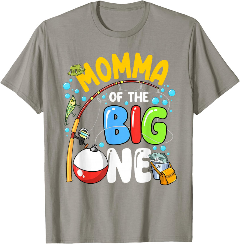 1st Birthday Fishing Themed Outfit Family Matching Momma Of The Big One Fishing Birthday Boy Family Party T-Shirt - Slate Grey
