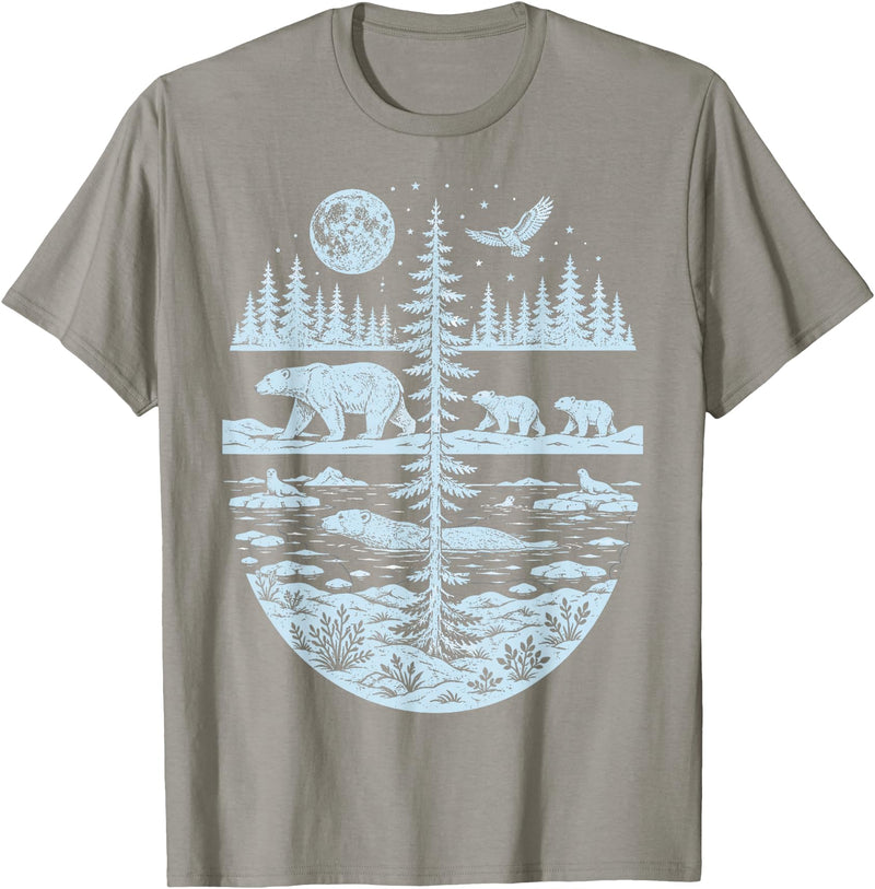 Polar Bear Arctic Tundra Wildlife Nature Lover Polar Bear Arctic Wilderness Nature Scene Wildlife Lover T-Shirt - Slate Grey