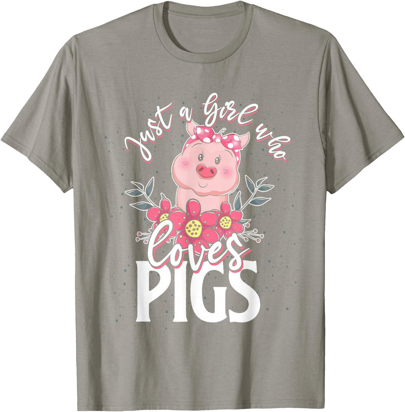 Animal Tees & Gift Idea Just A Girl Who Loves Pig T-Shirt - Slate Grey