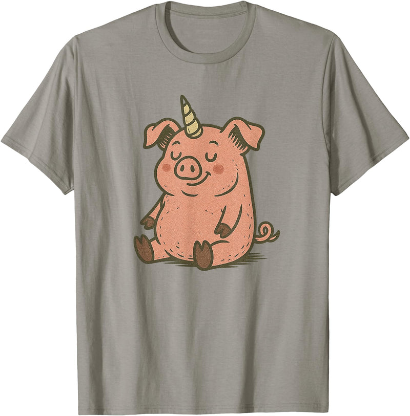 Funny Pig Outfit Unicorn Pig Costume for Funny Pigs and Unicorns Lovers T-Shirt - Slate Grey