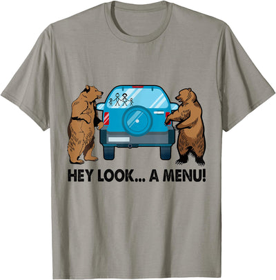 Hey Look A Menu Funny Camping Camper Hiking Bear Outdoor T-Shirt
