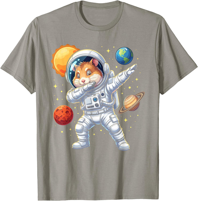 Hamster Astronaut Dabbing Funny Space Animal for Kids T-Shirt - Slate Grey