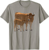 Bauernhof-Tiere von CSForest Aubrac Cow and Aubrac Calf Cattle Farm Animals T-Shirt - Slate Grey