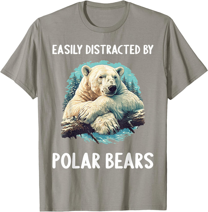 Polar Bears Polar Bear Lovers Shop Easily distracted by Polar Bears Polar Bear T-Shirt - Slate Grey