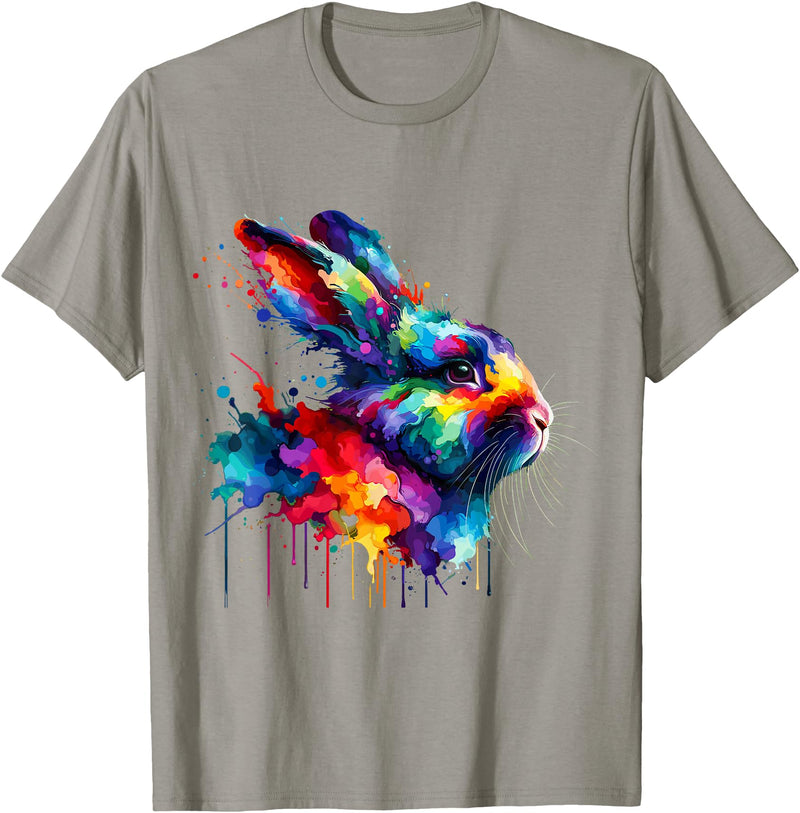 Splash Art Rabbit T-Shirt in Slate Grey