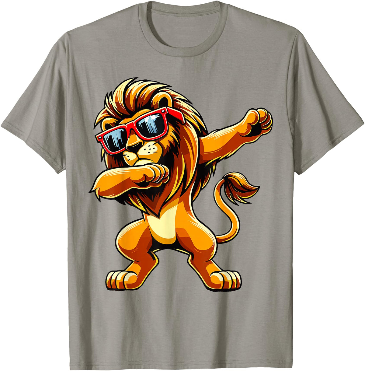 Funny Lion Lover Dabbing Lion Sunglasses T-Shirt - Slate Grey