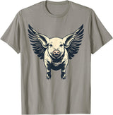 Flying Pig With Wings Design Flying Pig With Wings Fly Pig Lovers T-Shirt - Slate Grey