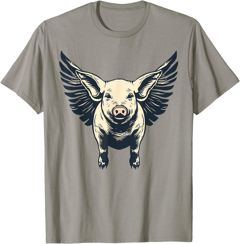 Flying Pig With Wings Design Flying Pig With Wings Fly Pig Lovers T-Shirt - Slate Grey