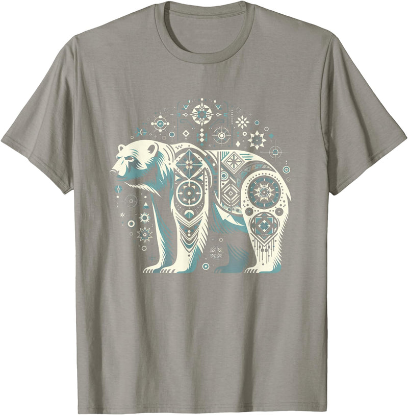 Synthwaive Tribal Polar Bear | Men Women (XS - 6XL+) | Graphic T-Shirt - Slate Grey