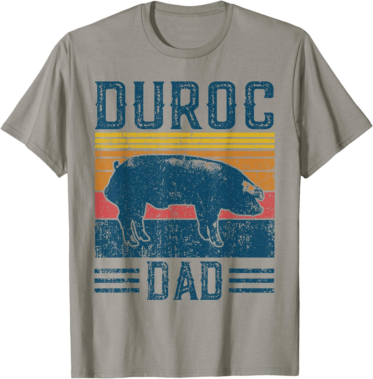 Retro Duroc Farmer Gift for Men Farming Breed - Vintage Duroc Pig Dad T-Shirt - Slate Grey