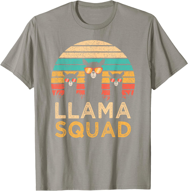 Llama Squad With Glasses Funny Funny Llama Squad Sunglasses Cool Llamas Vintage Gift T-Shirt - Slate Grey