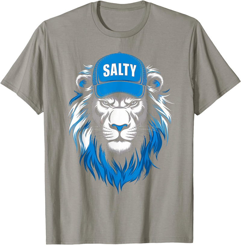 I Liked The Lions Before It Was Cool Tees Blue Lions Salty Wearing Hat Salty Cool Lions Strong Lions T-Shirt - Slate Grey