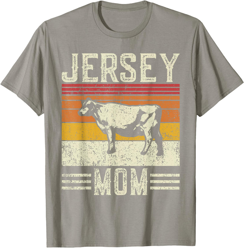 Retro Jersey Gift for Women & Farmer Best Cow Mom Women - Vintage Cattle Jersey T-Shirt - Slate Grey