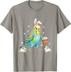 Cute Easter Bunny Rabbit with Eggs Whimsical Parakeet Design T-Shirt in Slate Grey