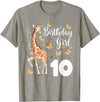 Giraffe Birthday Party by LazyPanda Giraffe 10th Birthday Girl 10 Years Old Giraffe Lover T-Shirt - Slate Grey