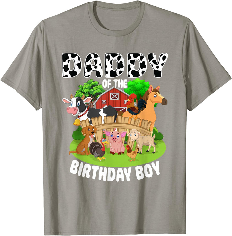 Matching Farm Theme Birthday Shirts By PDQA Daddy of The Bday Boy Farm Animals Matching Farm Theme T-Shirt - Slate Grey