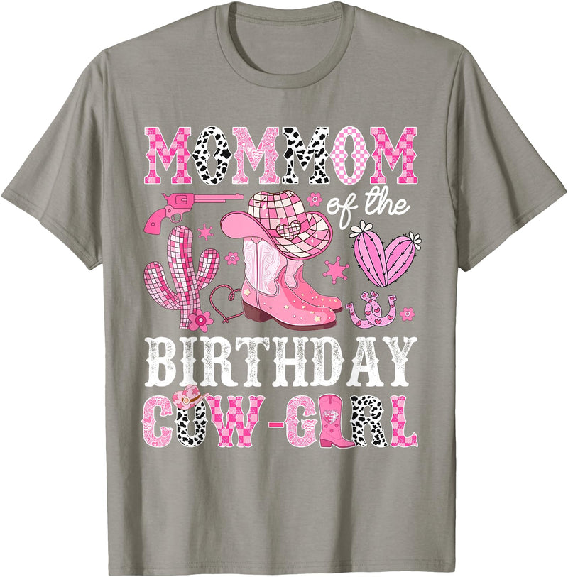 Pink Western Cowgirl Bday Party Family Matching Mommom Of The Birthday Cow-Girl Rodeo Cowgirl Bday T-Shirt - Slate Grey