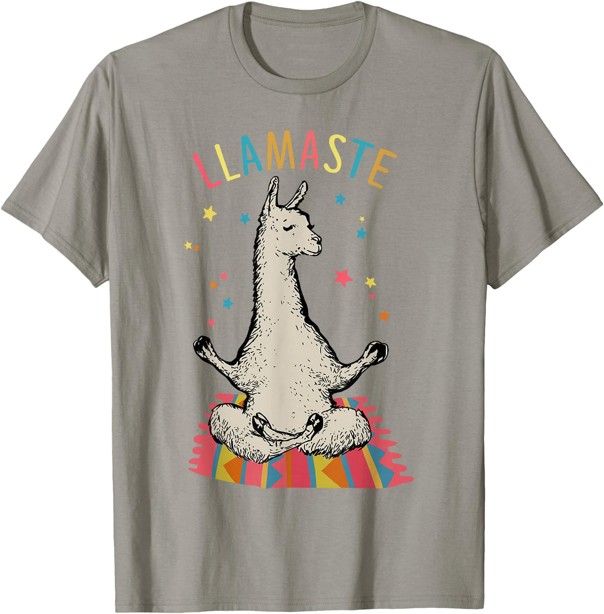 Funny Llama Yoga T-Shirt Llama Llamaste T-Shirt - Slate Grey
