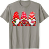 Three Gnome Crew Family Outfit Gnomes Love Valentine's Day Buffalo Leopard Heart Women Men T-Shirt - Slate Grey
