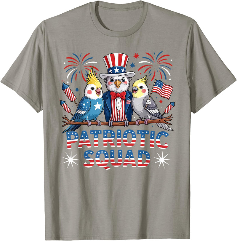 Cockatiel Parakeet Bird 4th Of July Bird Lover Patriotic Cockatiel Parakeet Bird Birdwatching 4th of July T-Shirt - Slate Grey