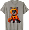 Dog Thanksgiving Costume Schnauzer Cosplay Horror Carved Pumpkin Halloween Owner Kids T-Shirt - Slate Grey